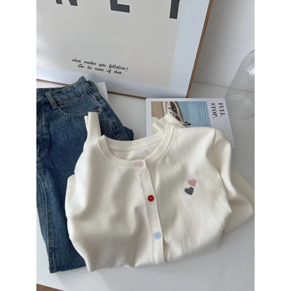 Fashion Versatile Women Sweater 2026 Autumn Winter Elegant Embroidered Women Knit Cardigan Long Sleeve Unique Colorful Buttons