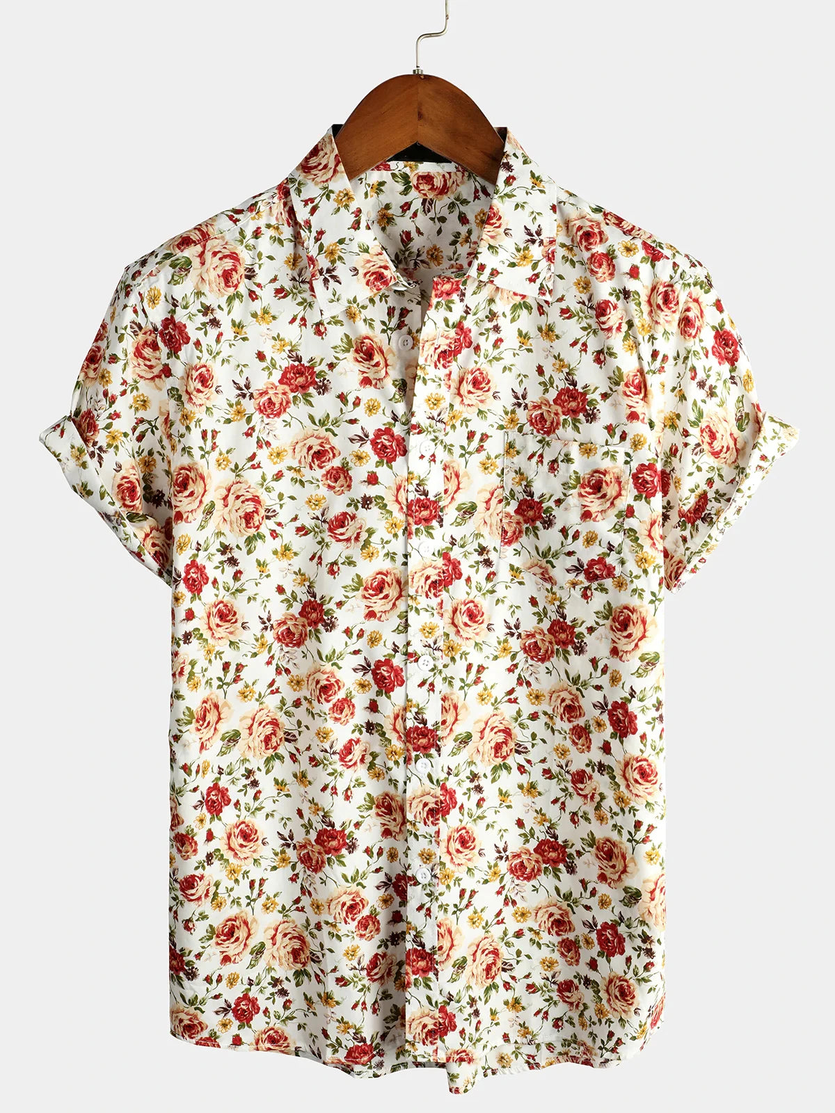 Mens Striped Casual Holiday Short Sleeve Orange Summer Button Down Shirt Hawaiian Shirt Summer Spring Lapel Button Down