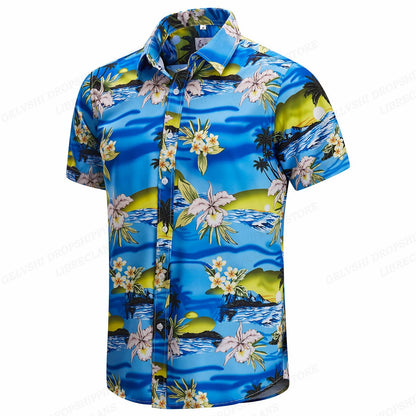Floral Hawaiian Shirt Tropic Leaf 3d Printed Shirts Men Women Fashion Oversized Blouse Men's Vocation Lapel Beach Camisas