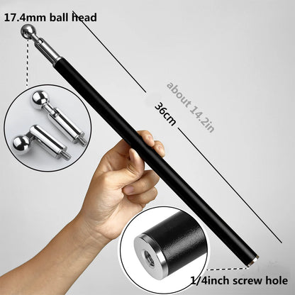 Metal Tube Extendable Rod Selfie Stick Monopod Extention Pole Stand Holder with 1/4inch Screw Ball Head for Mobile Phone Cameras