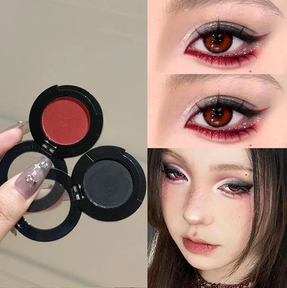 Punk Smoky Red Black Eye Shadow Palette Waterproof Gothic Matte Blue Eyeshadow Tray Women Halloween Eye Pigments Makeup Palette