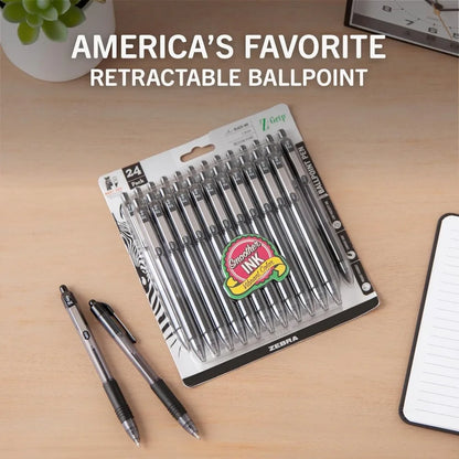 Retractable Ballpoint Pens Smooth Writing Black Ink 1.0mm Medium Point for School Office Note Taking Journal Planner Supplies 24 Pack