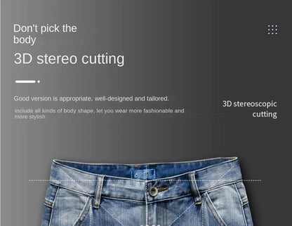 Denim Shorts Men – Casual Summer Knee Length Jean Shorts with Multiple Pockets
