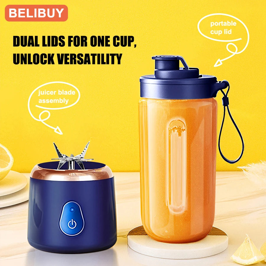 Portable USB Fruit Juicer Blender - Multifunctional Mini Juice Mixer with 6 Blades