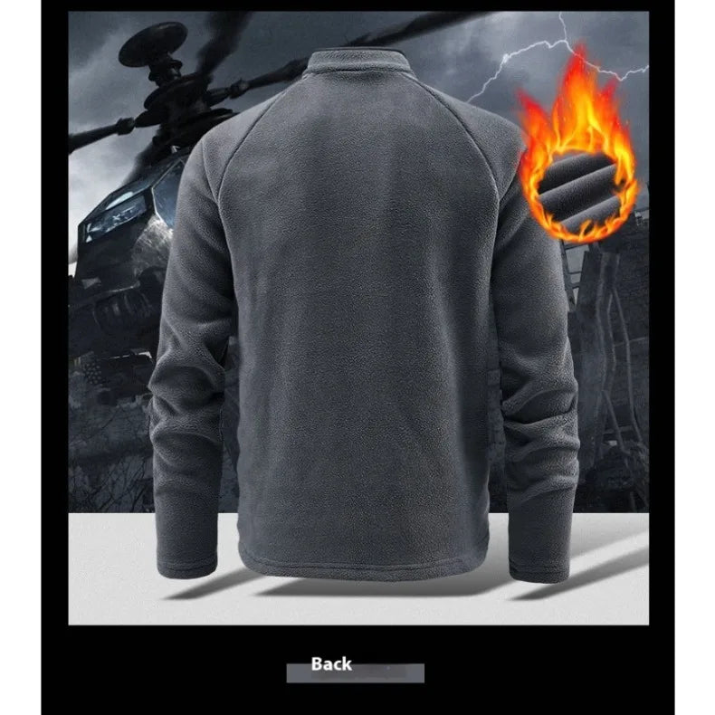 Autunm Winter Polar Fleece Sweatshirt for Men Thick Warm Stand Up Collar Half Zip Casual Base Layer Man Long Sleeve Sweater Man