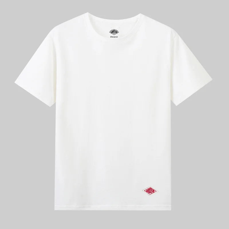 2025 Exported To Japan Orders Classic Embroidery Fashion Solid Simple Loose Short Sleeve Cotton Couple T-shirt Men/Women Top