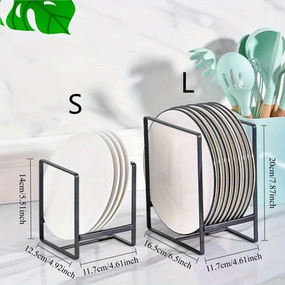Metal Dish Rack - Space Saving Tiered Shelf Organizer with Pull Out Utensil Holder