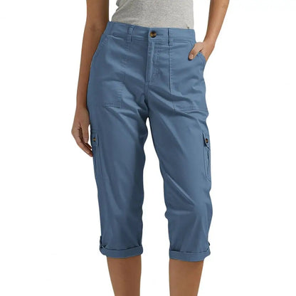 Women's Capris Joggers Mid Rise Cropped Cargo Pants Summer Quick Dry Hiking Pants with Multi Pockets Lightweight Summer Bottoms