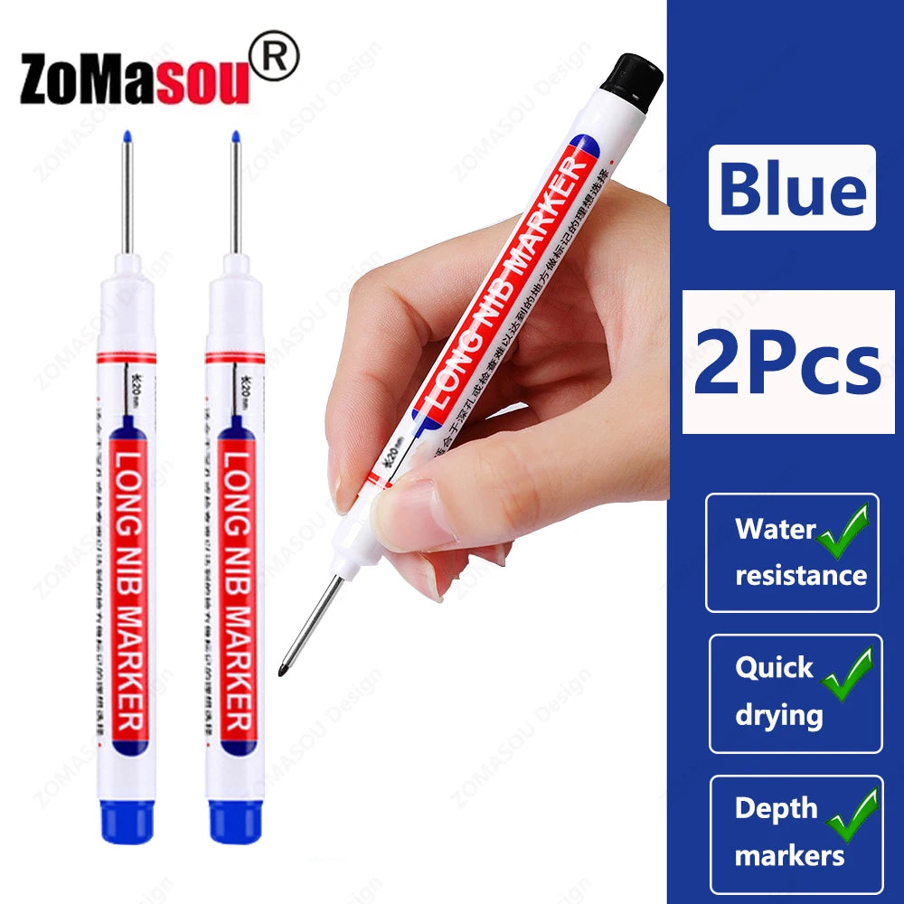 Waterproof Long Head Marker Pen for Deep Holes - 2cm 1-100 Pcs RedBlackBlueGreen Ink - Ideal for Metal  Woodworking
