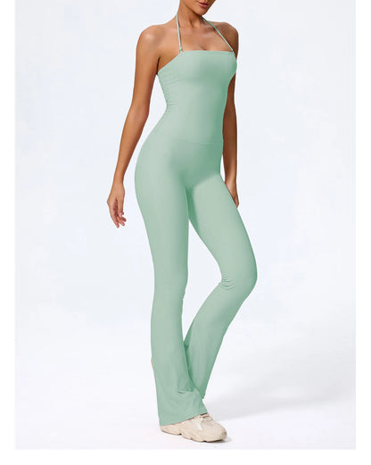 Women Yoga Jumpsuit - Sleeveless Quick Dry Workout Wear with Backless Sportswear Design