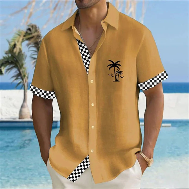 2024 Men's Gradient Striped Shirt Slim Breathable Fashion Short-sleeved High-quality Design Casual Button-down Shirts Male