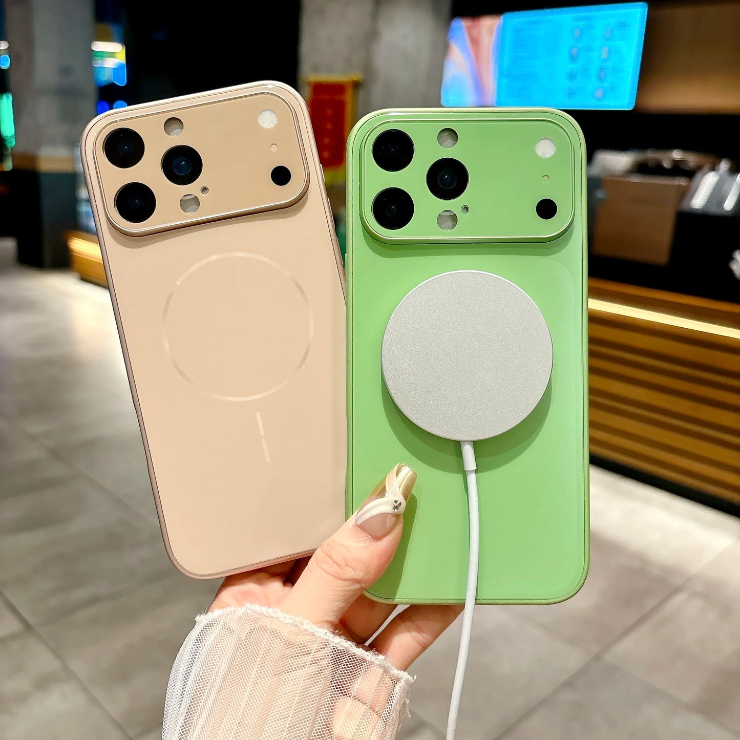 Luxury Matte Glass Lens Protection Case For iPhone 17 Air 16 15 14 13 Pro Max Plus For Magsafe Magnetic Shockproof Hard PC Cover