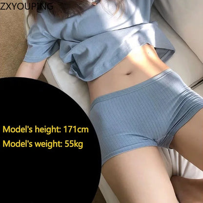Women Pure Cotton Flat Angle Underwear with High Waist and Tight Belly Thread, Antibacterial Cotton Pants Four Corner Panties