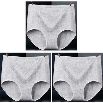 3pcs Pure Cotton Brief Female Solid Panties Girls High Waist Comfort Underpants Lady Plus Size Underwear Women Ventilate Pantys