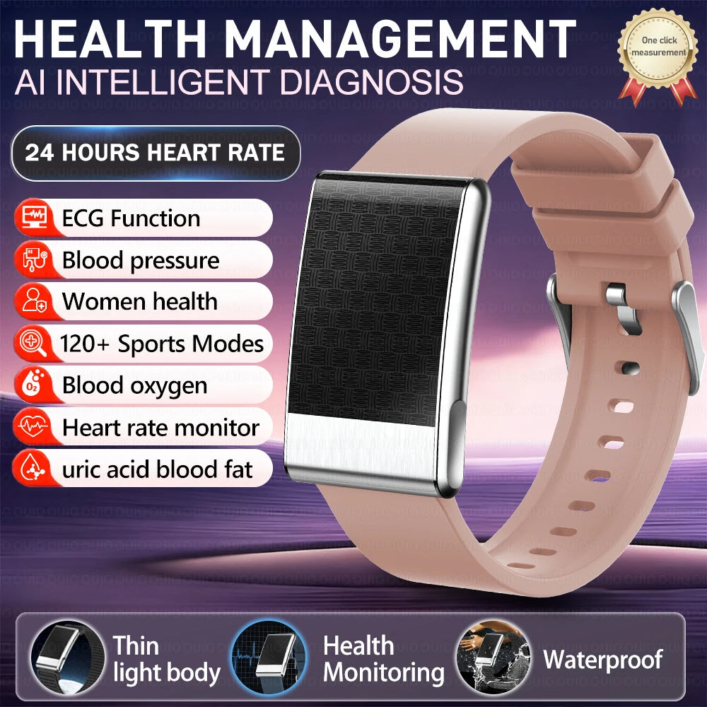 New No Screen Health Bracelet Precise Heart Rate Blood Pressure ECG Monitor Call Reminder Smart Watch Sport Band Fitness Tracker