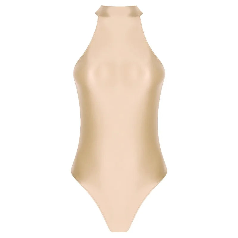 Formal Gymnastics One-Piece Swimming Suit, Sleeveless, Stand-Up Collar, High Hip Gymnastics Suit, Tight Yoga One-Piece Dress