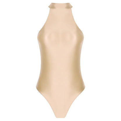 Formal Gymnastics One-Piece Swimming Suit, Sleeveless, Stand-Up Collar, High Hip Gymnastics Suit, Tight Yoga One-Piece Dress