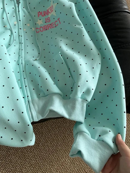 American Style Polka Dot Star Sweatshirts New Spring Fashion Letter Print Hooded Women Y2k Sweet Loose Casual Jacket 2026 New