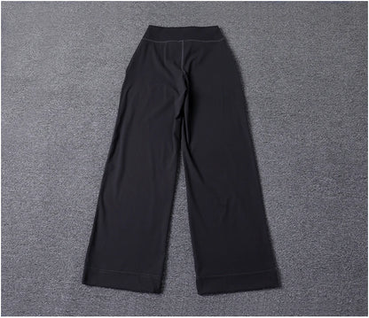 High Quality High-waist Loose Straight-leg Yoga Pants Women's Skin Friendly Nudity Casual Drawstring Quick-dry Gym Bell-bottoms