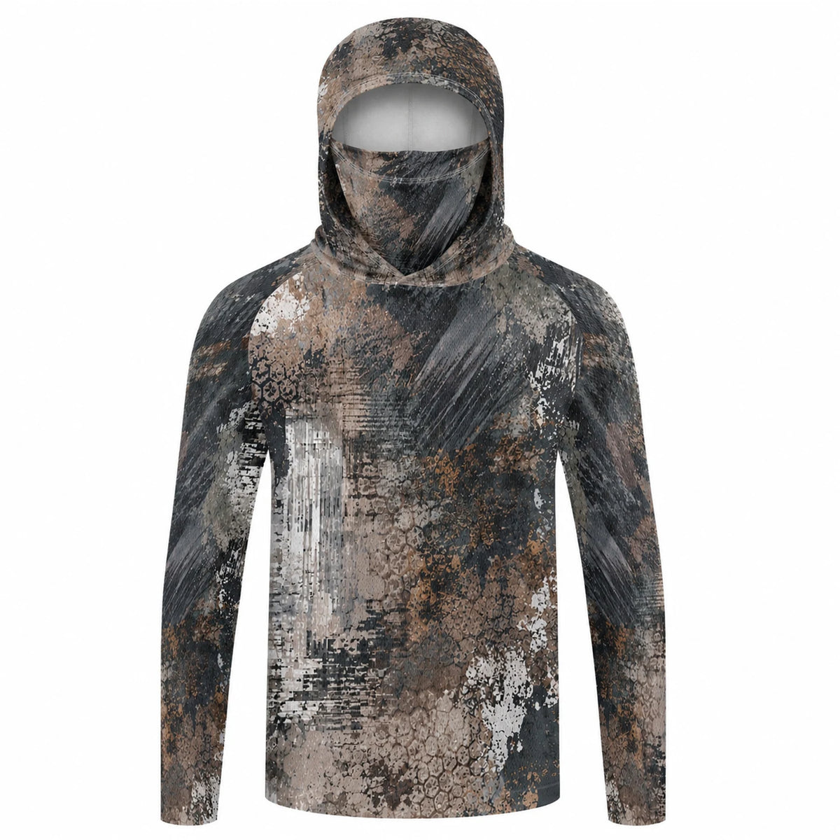 Men's Hooded Fishing Shirt with Face Mask UPF 50+ Sun Protection Long Sleeve Outdoor Performance Hoodie