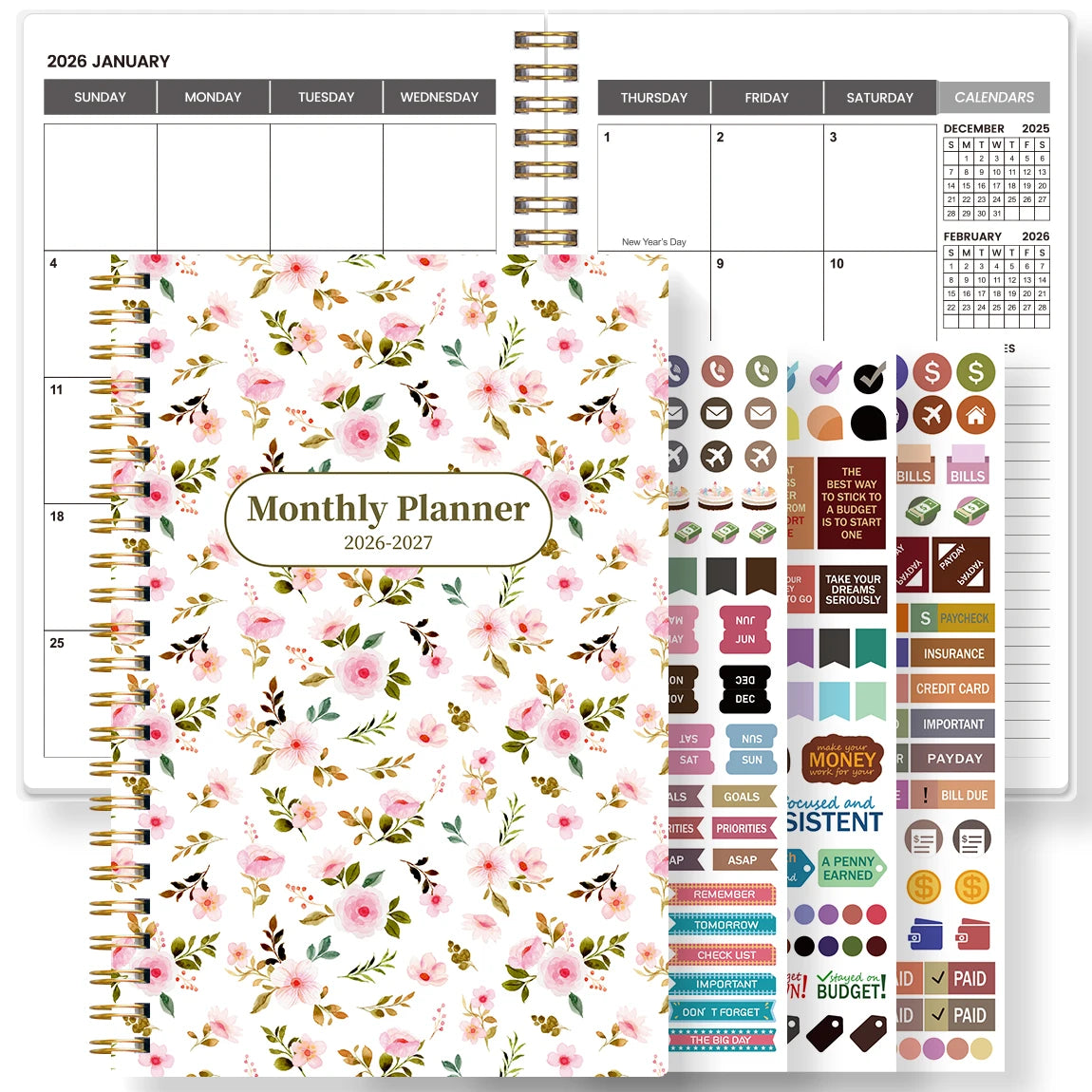 2026-2027 A5 Weekly & Monthly Planner – Jan 2026 to Dec 2027 Spiral Organizer with Calendar & Notes, School & Office Supplies