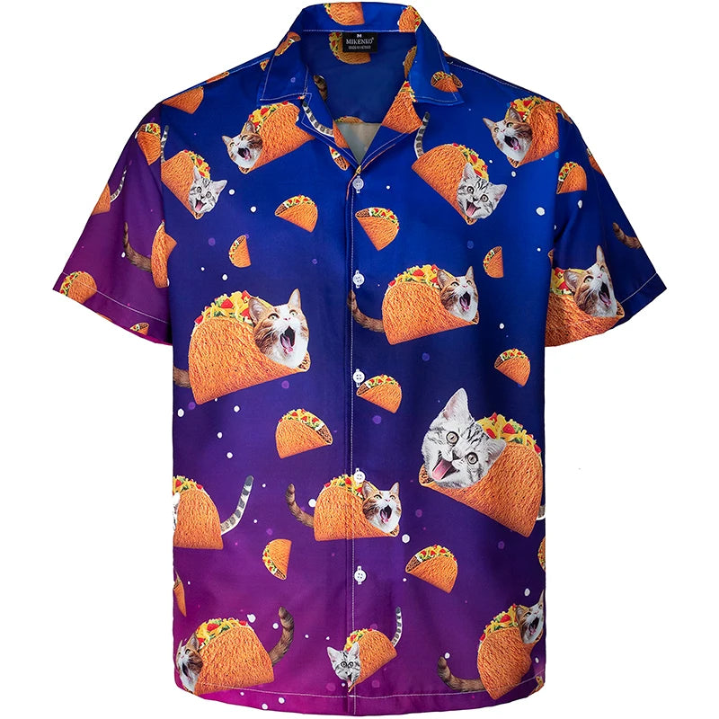 Full Print Beer Graphic Hawaiian Shirt for Men Short Sleeves Button Down Beach Alho Shirts Mens Oversized Blouse Shirts Clothes