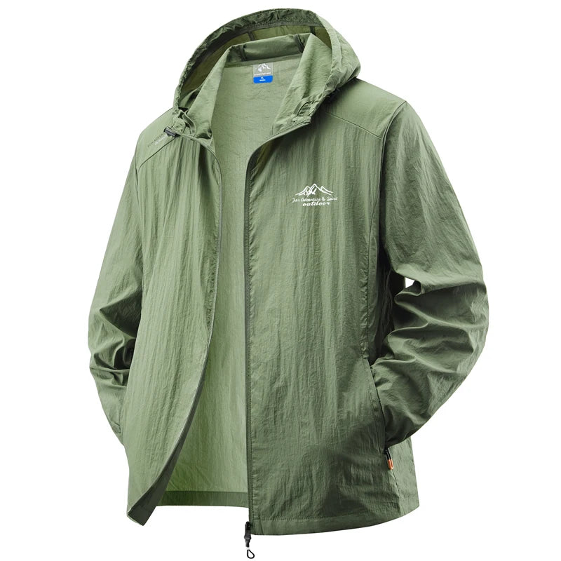Summer Waterproof Hiking Jackets Men Fishing Cycling Hooded Gym Sports Running Coat Outdoor Sun-Protective Thin Jacket Clothing