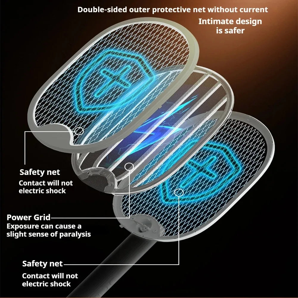 3000V Foldable Electric Mosquito Killer USB Rechargeable Fly Trap Mosquito Swatter Racket Insect Killer With UV Light Bug Zapper