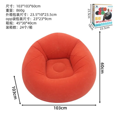 Inflatable Lazy Sofa U-shaped Flocking with Armrests, Backrest Seat Outdoor Pvc Indoor Portable Single Inflatable Sofa