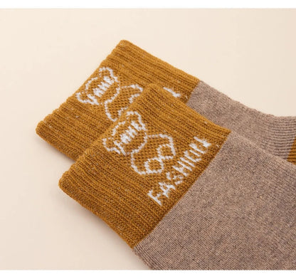 5 Pairs /bag Winter Children Socks Warm Autumn And Winter Plush Thicken Toddler Boys Girls Cotton Middle Tube Sock For 2-14 Year