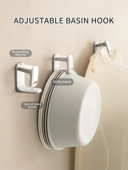 Adjustable No-Drill Wall-Mounted Basin Hook - Space-Saving Bathroom Storage Rack - ZOOMNSTORE