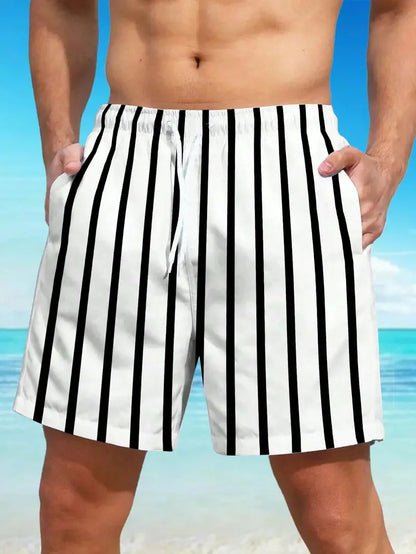 Summer Fashion Striped 3D Print Beach Shorts Swimwear Men's Oversized Surfing Board Pants Holiday Swimsuits Trunks Man Clothing