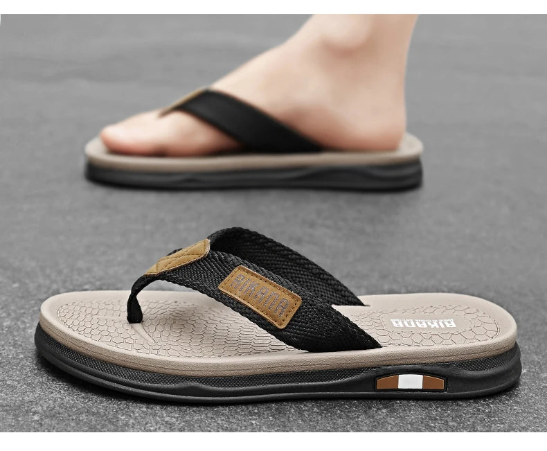 In the summer of 2025, the new flip-flops for men are designed to wear on the outside. They are anti-slip, pinch-toe, soft-soled