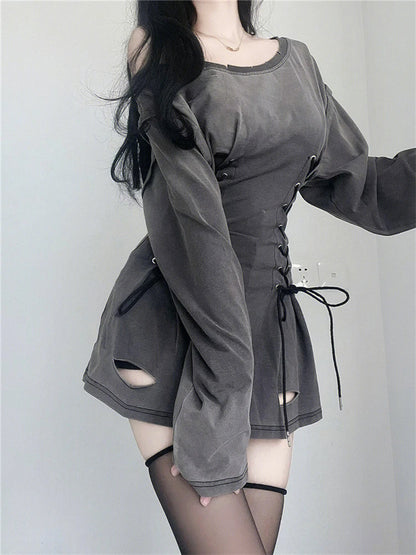 Goth Corset Dress - Fairycore Grunge Bandage Slim Fit Summer Mini Dress