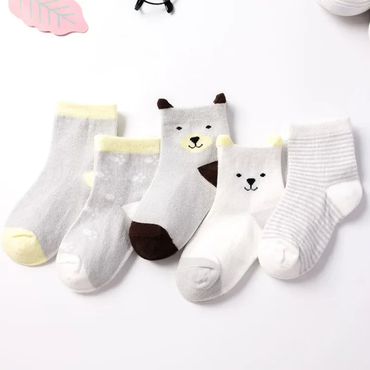 5 Pairs/Lot Kids Soft Cotton Socks Boy Girl Baby Infant Fashion Stripe Warm For Autumn Winter 0-6 Years Children Cartoon Sock