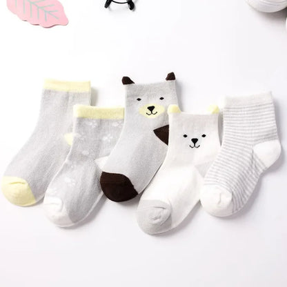 5 Pairs/Lot Kids Soft Cotton Socks Boy Girl Baby Infant Fashion Stripe Warm For Autumn Winter 0-6 Years Children Cartoon Sock