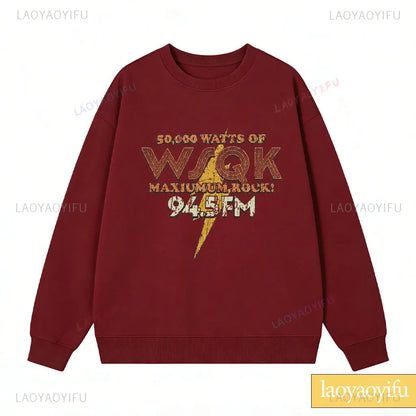 WSQK The Squawk 94.5 FM Radio Sweatshirt Wsqk Unisex Sweatshirts Vintage Sci-fi Crewneck 80s Nostalgic Sweater Retro Shirt Gift