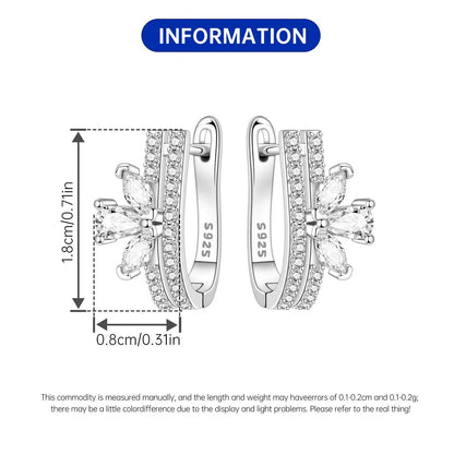 Orstarry S925 Sterling Silver Square Chain With Stone Inlaid Earrings Hoop Earrings For Women Jewelry Original Party Trendy Gift