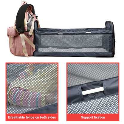 Quality Outdoor Portable Foldable baby Travelling bed backpack mommy bag fashion leisure large capacity infant carrier bag