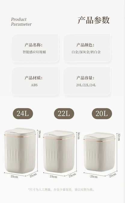 20L Smart Sensor Trash Can - Waterproof Large Capacity Kitchen  Bathroom Bin
