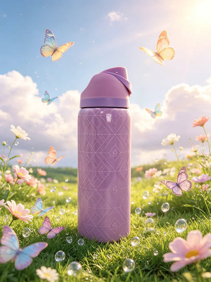 Owalaa pearlescent pink 32oz/945ml stainless steel insulated water bottle with straw,for daily sports outdoor,perfect gift