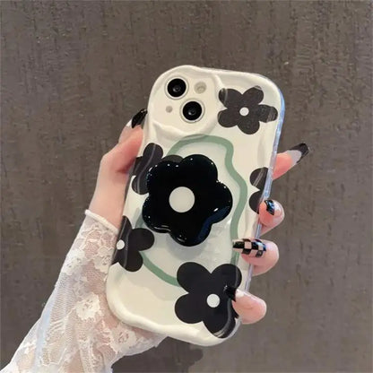 Floral Flower Bracket Case Cover for Samsung Galaxy S26 S25 S24 FE S22 S23 Ultra Plus A57 A37 A56 A55 A54 A16 A17 5G Wavy Shell