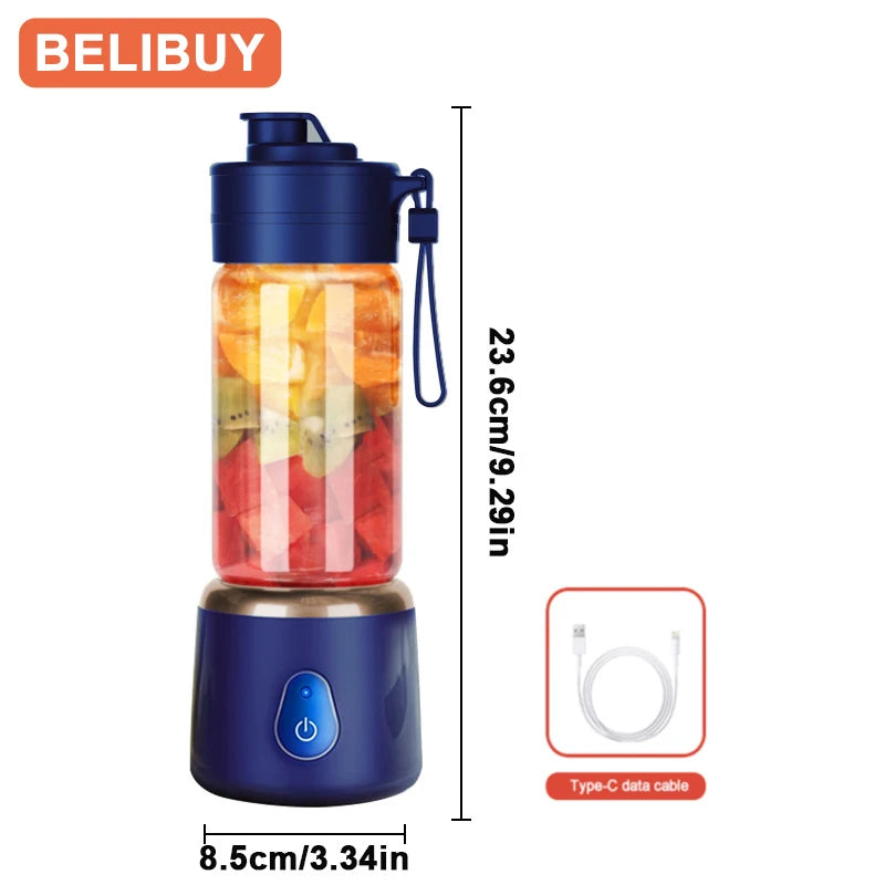 Portable Electric Blender - 600ML USB Rechargeable Fruit Mixer  Smoothie Maker