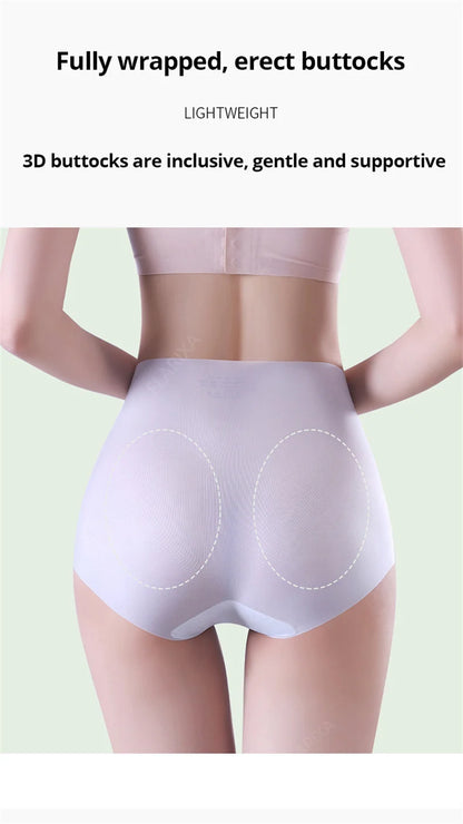 Flarixa 3PCS Seamless High Waist Panties for Women Ultra Thin Ice Silk Panties Comfort Briefs Antibacterial Underwear Underpants