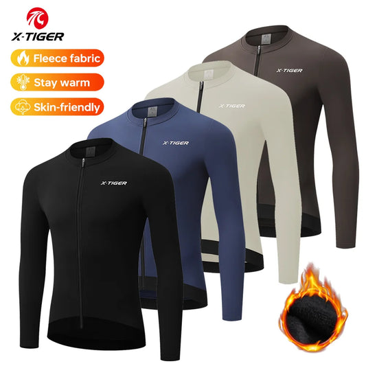 Winter Cycling Jersey - Men's Fleece Bike Jacket With Full Zipper & Pockets