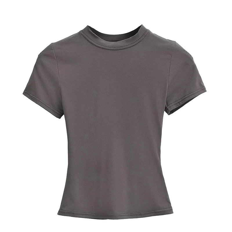 Women's Slim T-Shirt – Casual Solid Y2K Short-Sleeve Top