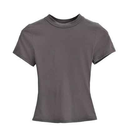 Women's Slim T-Shirt – Casual Solid Y2K Short-Sleeve Top