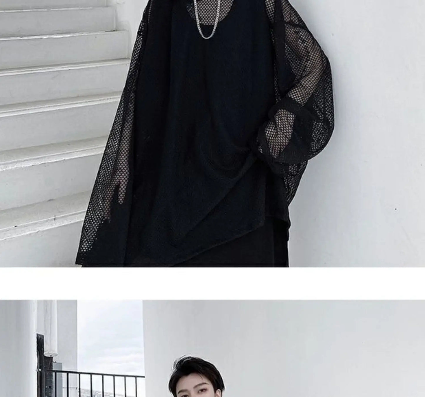 2024 Summer Dark Hollowed Out Mesh Hoodies T-shirt For Men Women Long Sleeves Loose Hooded Mesh Transparent Shirts