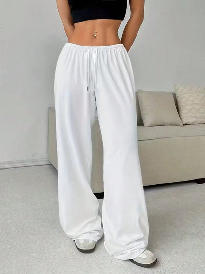 Ladies' Casual Wide Leg Jogging Pants, Drawstring Elastic Waistband, Comfortable Loose Fit, Spring/Summer/Autumn Styles