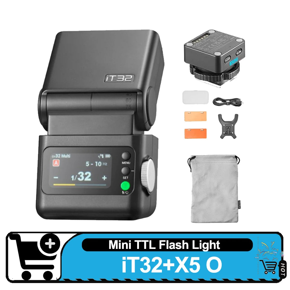Godox IT32 IFlash Camera Flash TTL HSS Rotating Head on Camera Flash Light X5 C/S/N/F/O/L Wireless TTL Magnetic Flash Trigger